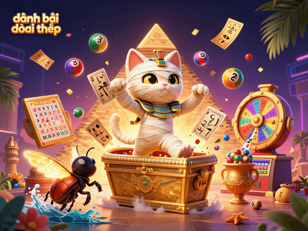 Engage in đánh bài đổi thưởng with lively caricatures and vibrant casino elements