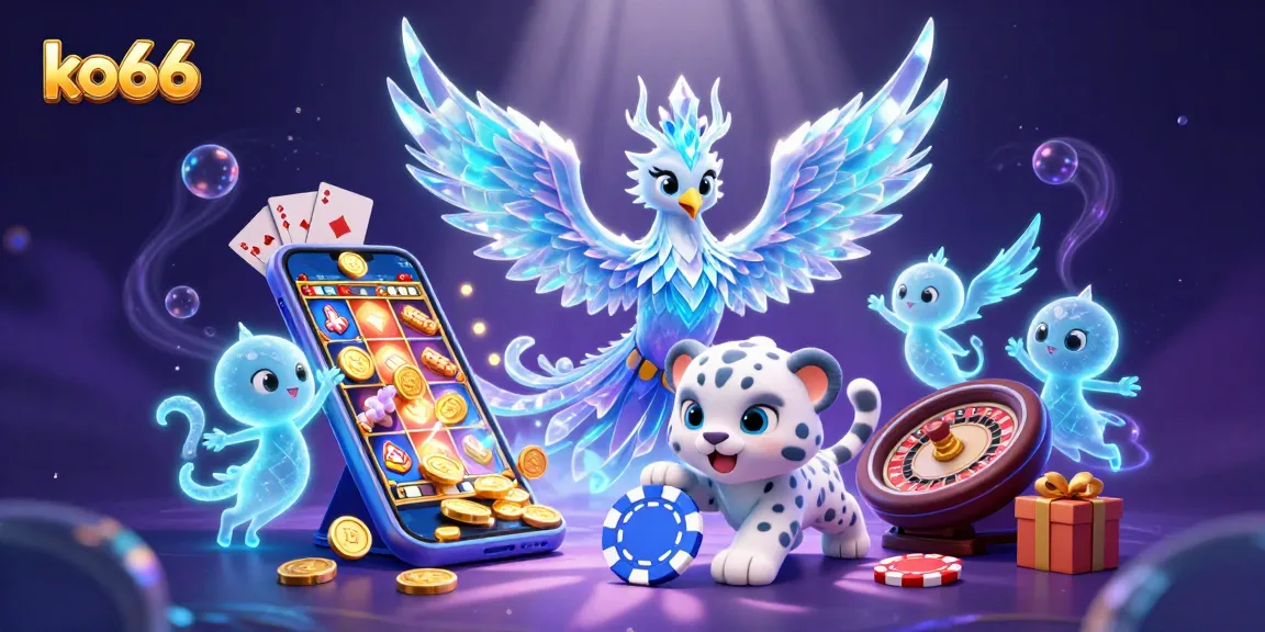 ko66 players enjoy vibrant action with an ice phoenix and poker chips in this dynamic scene