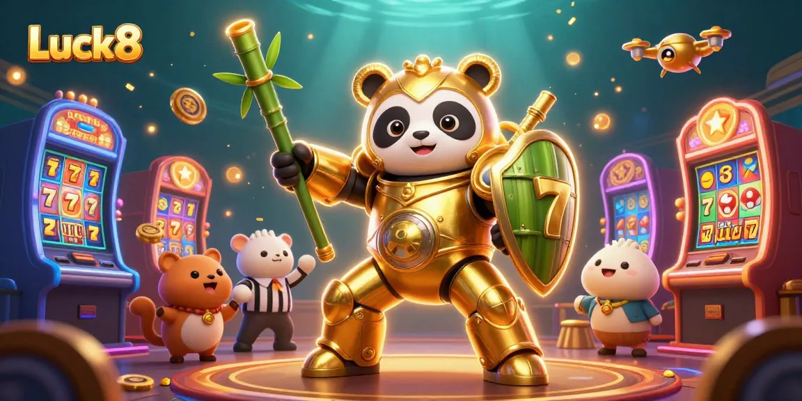 Experience thrilling gameplay at Luck8's vibrant casino atmosphere with interactive characters.