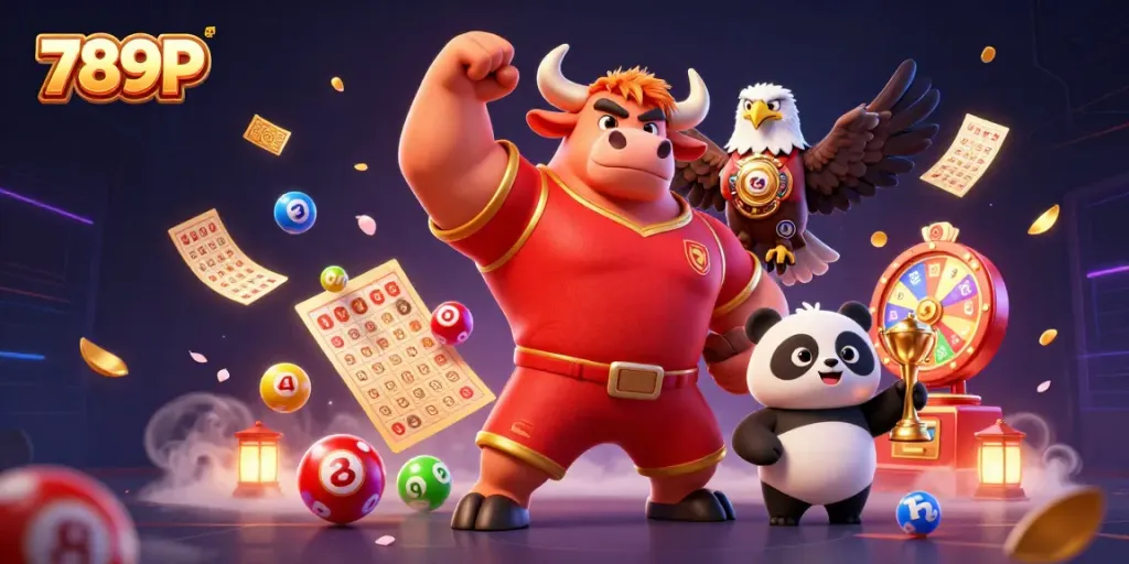 Spin and win with 789P in this vibrant, action-packed casino illustration featuring characters celebrating victory.