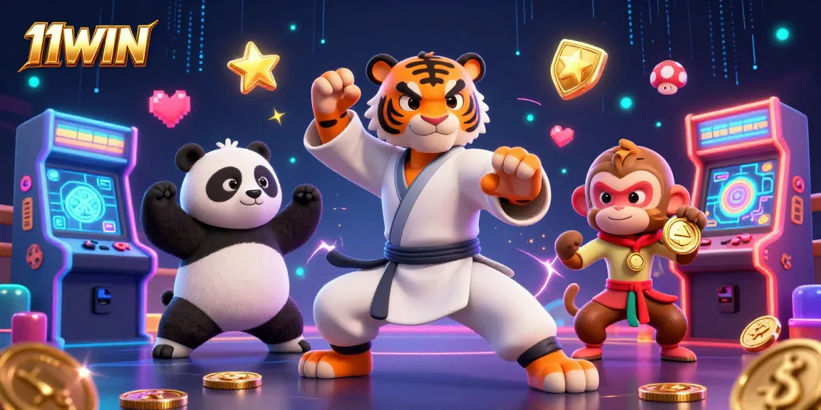 Experience thrilling gameplay at 11WIN with 3D characters in an energetic casino environment.