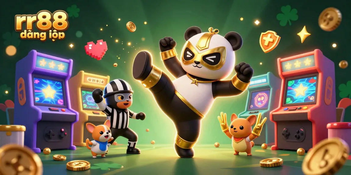 Experience the excitement of rr88 đăng nhập with lively cartoon characters engaging in casino-themed action.