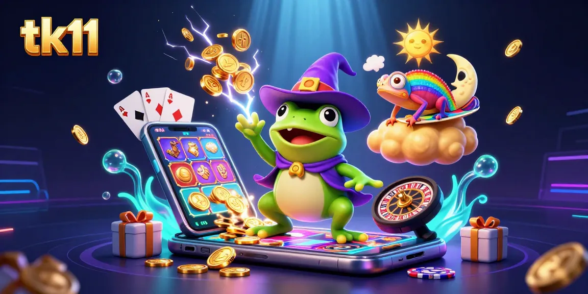 tk11 showcases a vibrant cartoon world where players win golden coins in an online casino.