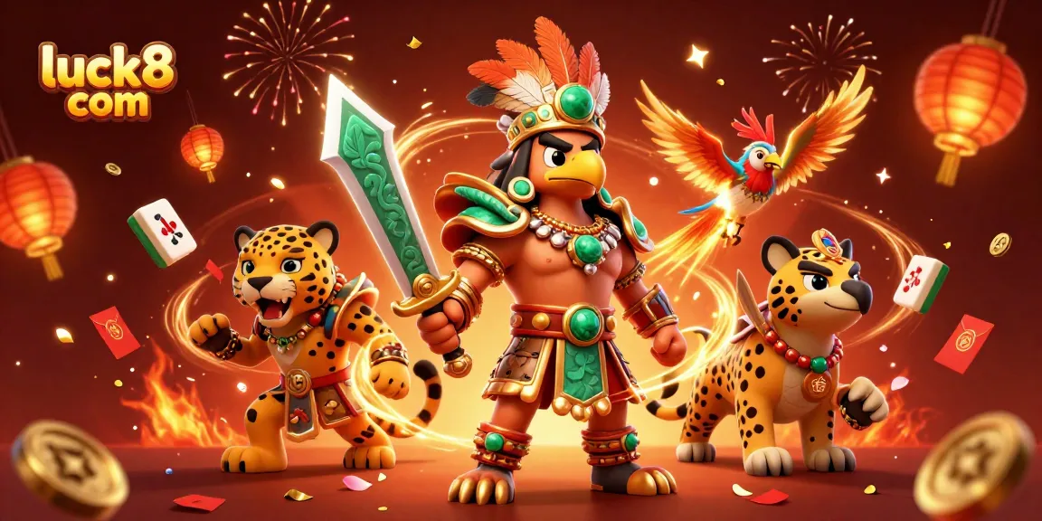 Experience excitement with luck8 com in thrilling casino artwork showcasing lively game elements.
