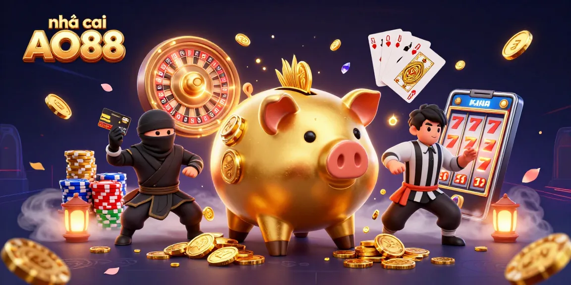 Experience thrilling action with nhà cái AO88's dynamic casino scene featuring colorful characters and vibrant gaming elements.