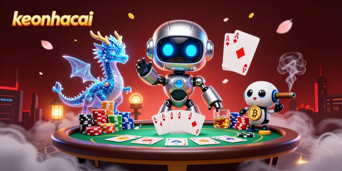 Engage in thrilling poker action at keonhacai with a vibrant 3D casino scene.