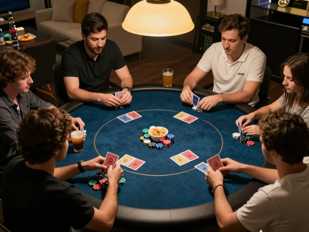 Exciting poker gameplay at home showcasing trang chủ lc88 experience with friendly competition.