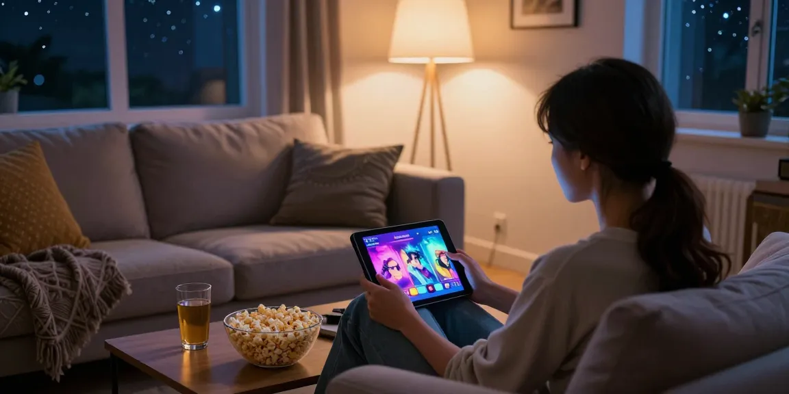 Engaging in online hentai games on a tablet in a cozy living room.