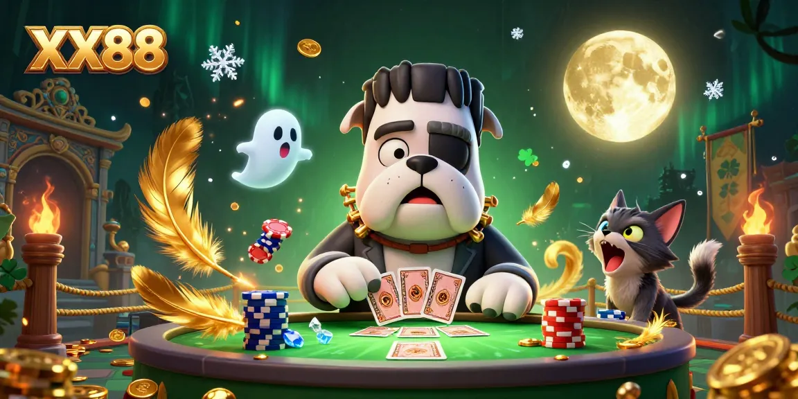 Experience thrilling gameplay at XX88 with a lively 3D cartoon casino scene featuring unique characters.