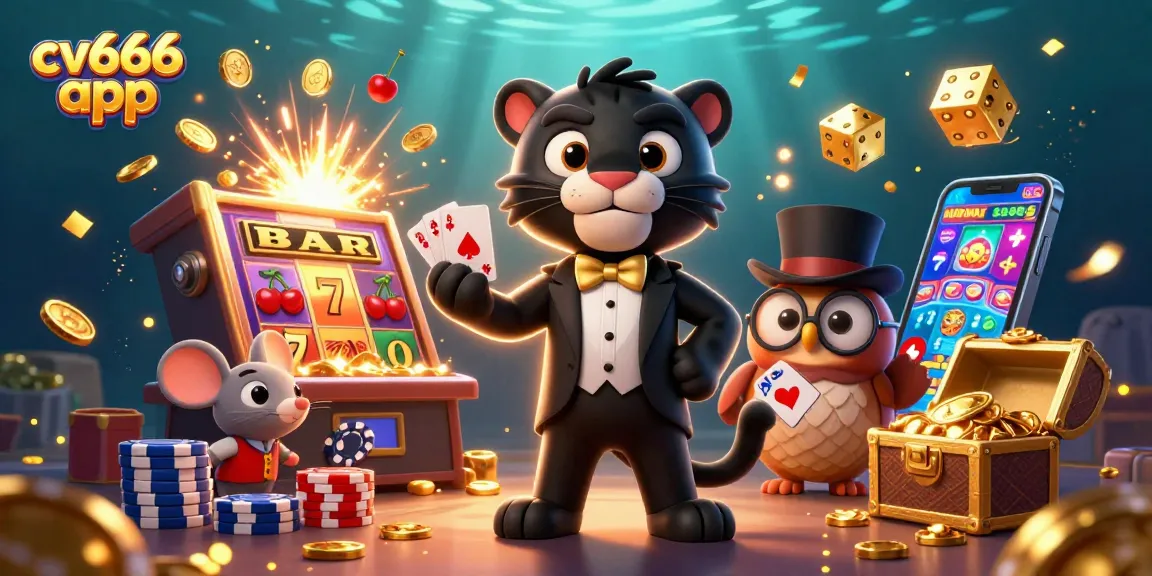 Experience the excitement of the cv666 app with stylish characters amidst casino chaos!