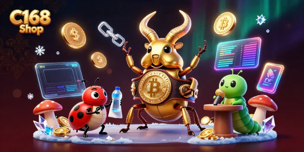 Win big at C168 Shop with exciting 3D casino-themed characters and crypto elements!