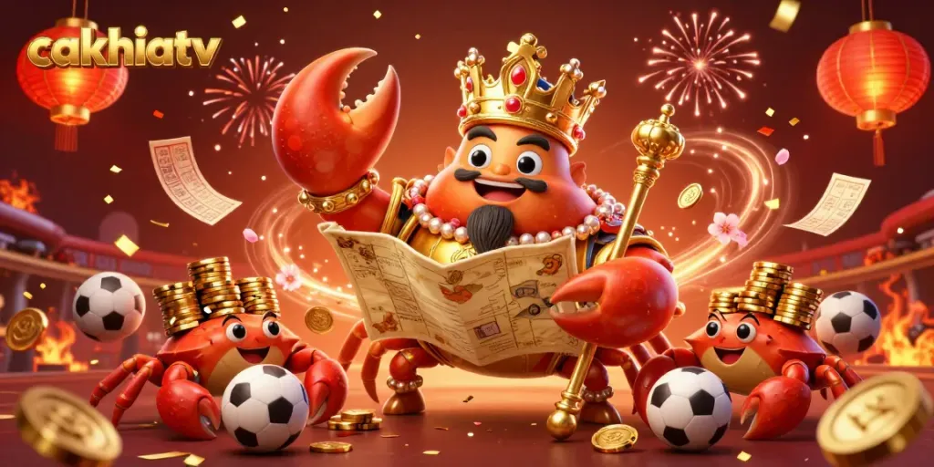 Cakhiatv brings excitement with the golden crab emperor and lively sports-themed elements, capturing the essence of thrilling gaming.