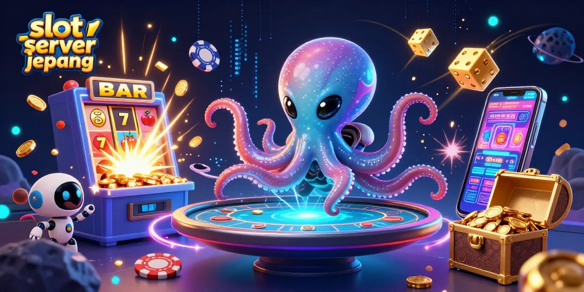 Experience thrilling action in slot server jepang with an alien octopus at a holographic poker table.