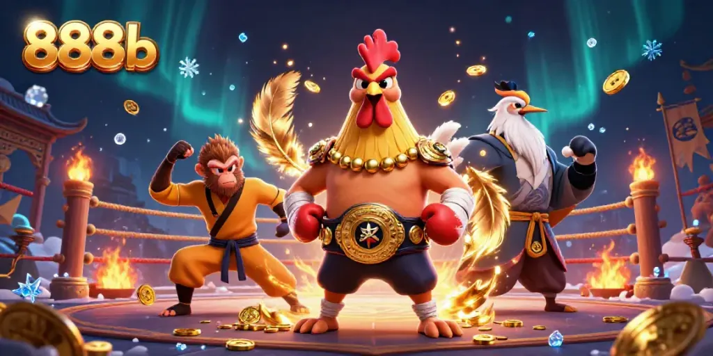 Bet on 888b with fierce characters in an epic, vibrant casino-themed scene.