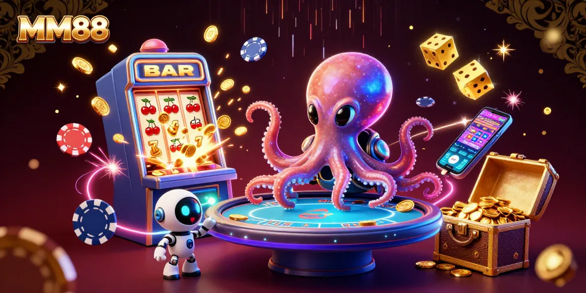 Experience thrilling gameplay at MM88 with a captivating alien octopus poker scene featuring vibrant game elements.