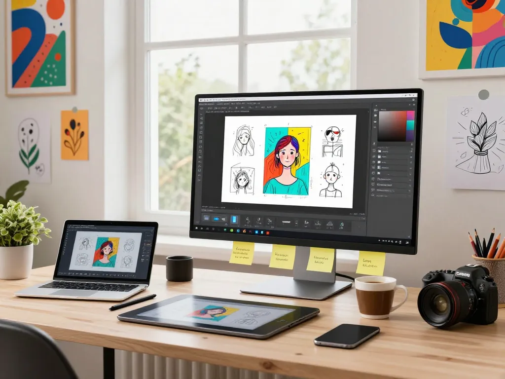 Designer utilizing nano banana flash in a vibrant digital workspace, showcasing innovation and creativity.