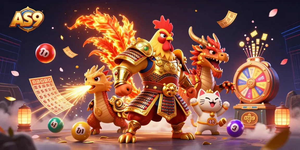 AS9 gaming adventure featuring dynamic cartoon warriors and vibrant casino elements
