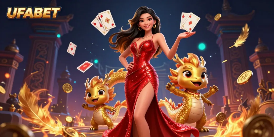 Experience thrilling gameplay at UFABET with a stunning online casino scene showcasing vibrant characters and elemental effects.