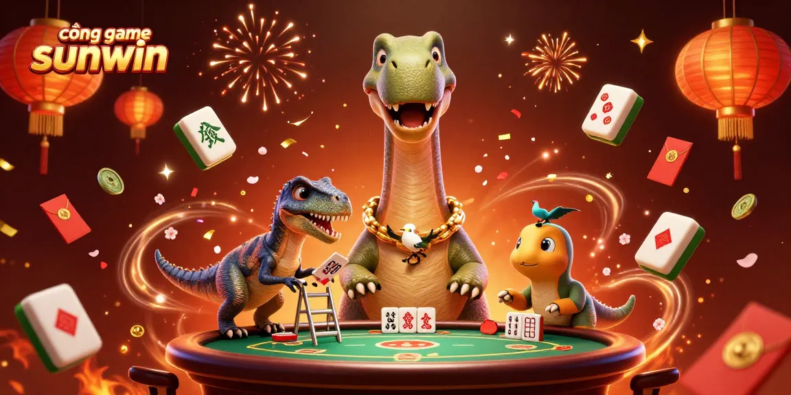 Experience the vibrant world of cổng game sunwin with a thrilling casino scene featuring cartoon dinosaurs.