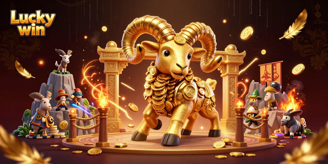 Experience the thrill of winning with Lucky win in this vibrant casino arena illustration.