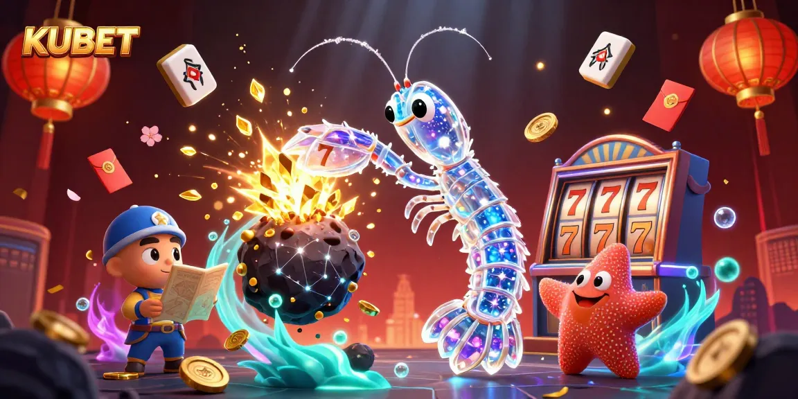 KUBET invites players to win with a lively illustration of galactic characters and slot elements.