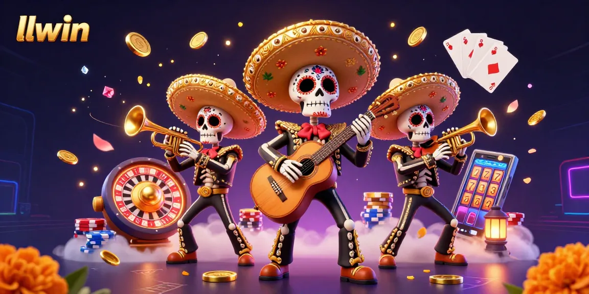 llwin invites players into a vibrant mariachi casino scene filled with coins, cards, and festive decor.
