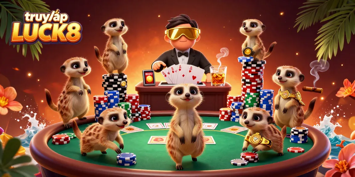 Experience the excitement of truy cập LUCK8 with lively meerkats in a bustling casino atmosphere.